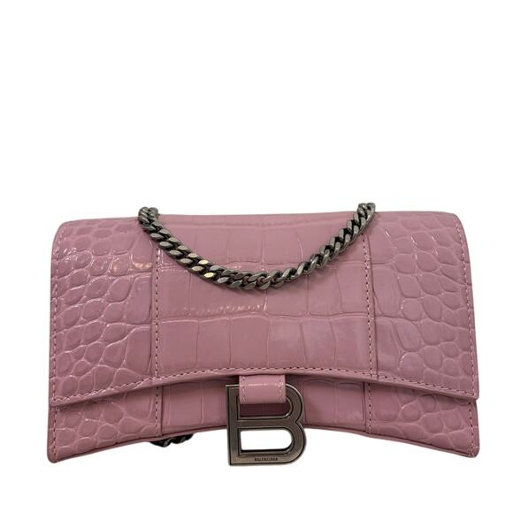 BALENCIAGA - Hourglass Leather Wallet On Chain - Picture 3 of 8